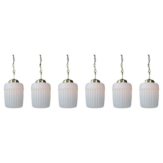 Mid-Century Modern Opaline Glass & Brass Pendant Light, European, 1970s For Sale - Image 9 of 9