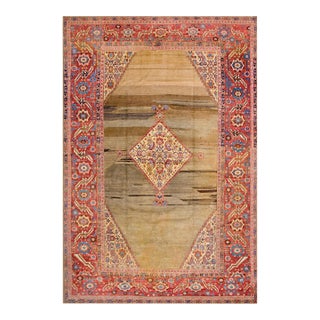 Splendid Camel and Red Color With Medallion Antique Persian Bakshaiesh Rug For Sale
