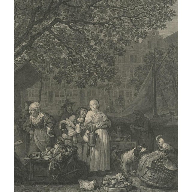 F.A. David after G. Metsu, Vegetable Market in Amsterdam, 1775, Paper For Sale - Image 4 of 7