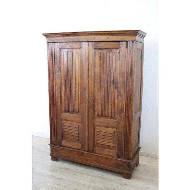 Small Antique Wardrobe in Poplar Wood For Sale - Image 3 of 10