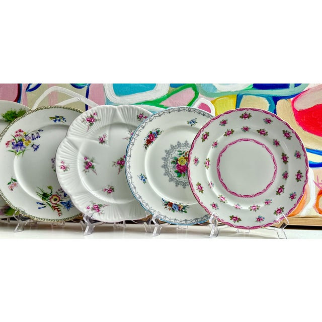 Shabby Chic English Fine Bone China Lunch Plates by Shelly - Set of 6 For Sale - Image 3 of 15