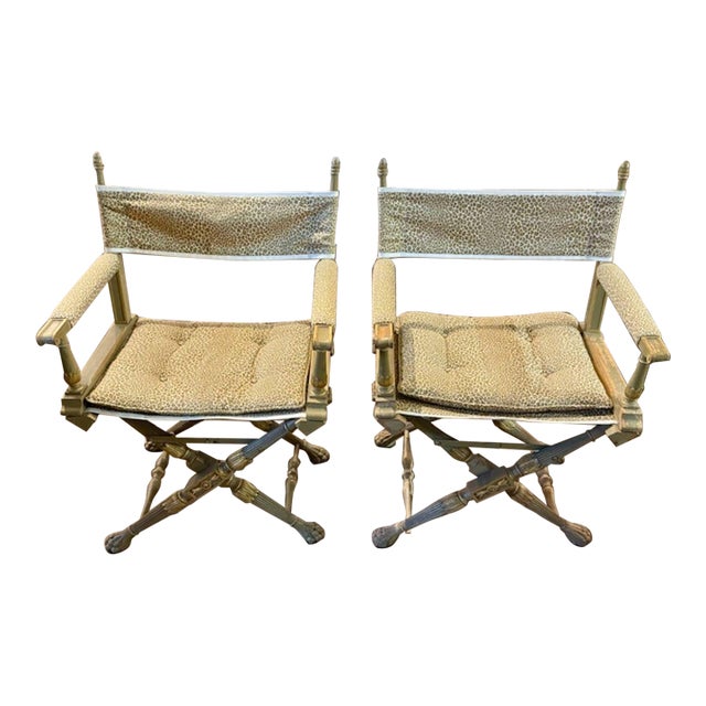 Mid Century French Carved and Parcel Gilt Armchairs For Sale