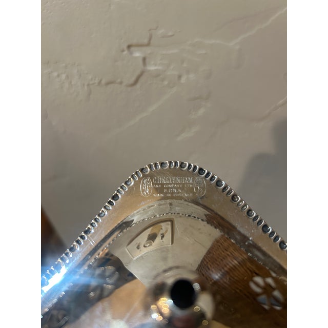 English Vintage English Silver Plate Pierced Basket With Swing Handle C. J. Vander Ltd., Sheffield For Sale - Image 3 of 9