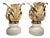 Italian Renaissance Gilded Iron Candleholders on Carrara Marble Sockles, Set of 2 For Sale