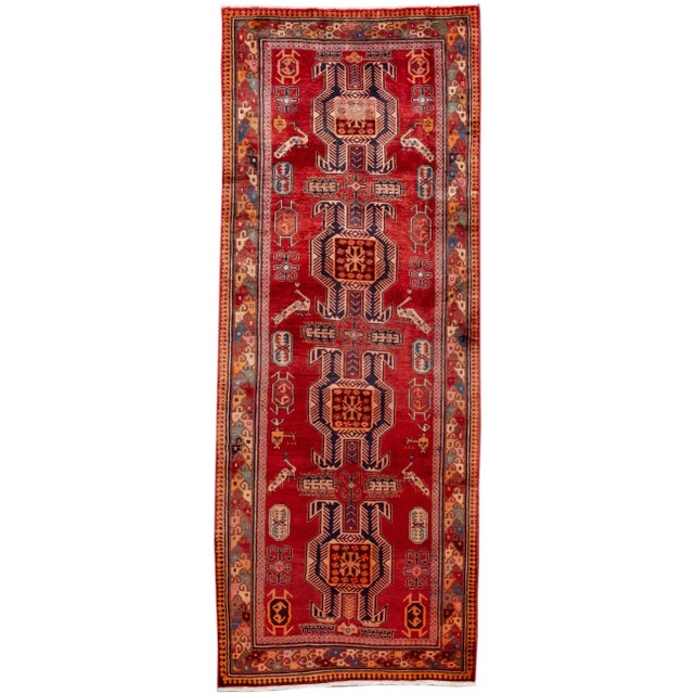 Vintage North West Persian Handmade Red Tribal Wool Runner For Sale - Image 11 of 11