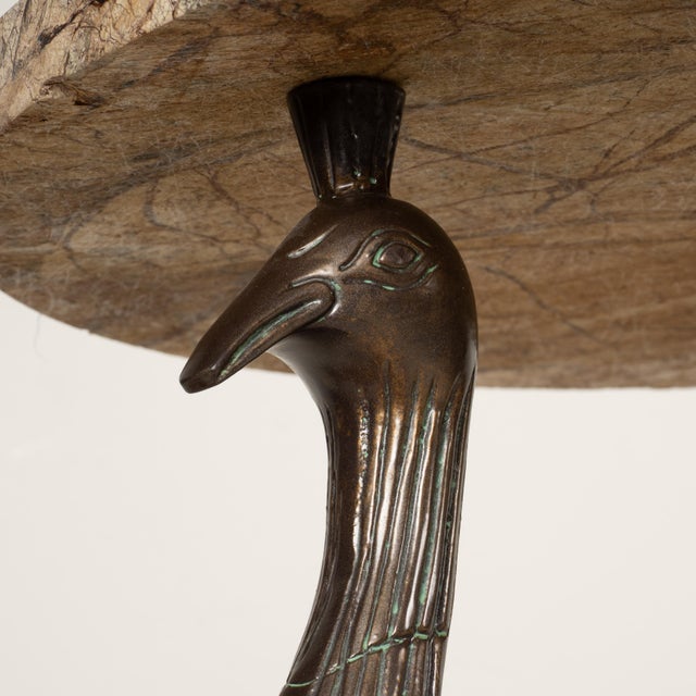 Bronze Bird Form Side Tables W/ Marble Tops Attributed to Maitland Smith - A Pair For Sale - Image 16 of 17