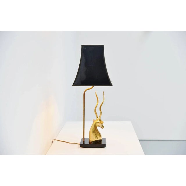 Deer Head Table Lamp in Brass, France, 1975 For Sale - Image 9 of 11
