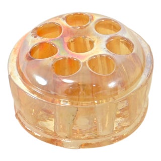 Iridescent Peach Paperweight Pen Holder For Sale