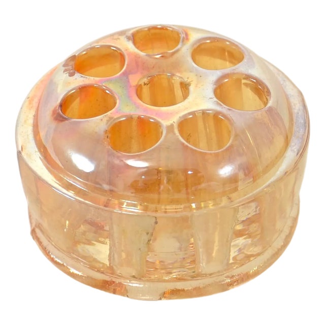 Iridescent Peach Paperweight Pen Holder For Sale