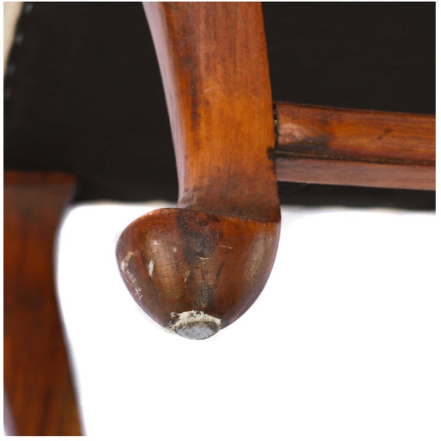 Mid 20th Century Vintage Queen Anne Style Upholstered Footstool For Sale - Image 5 of 9