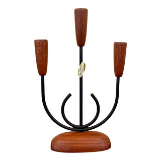 Mid-Century Danish Teak Modern Candelabra For Sale