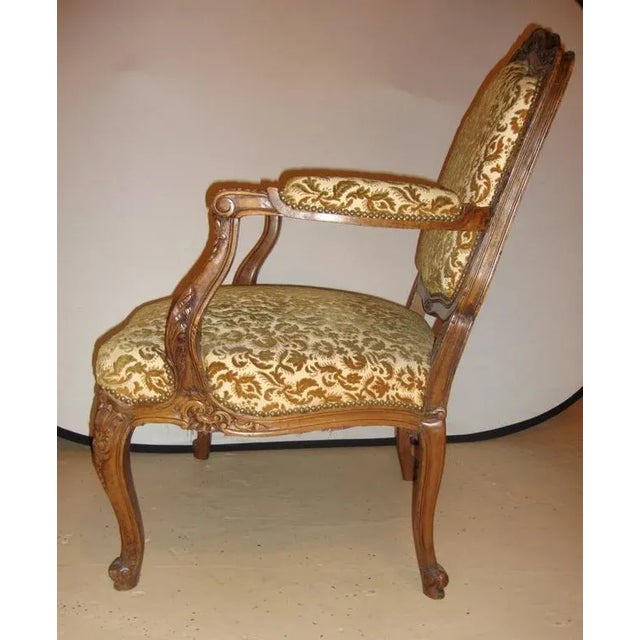 Rococo Craved Louis XV Style Armchairs - a Pair For Sale - Image 4 of 8