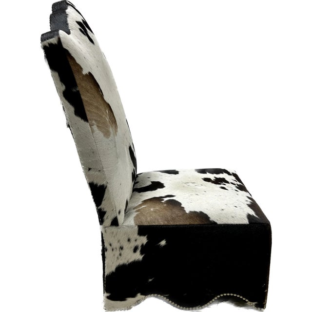 Custom Italian Black & White Cowhide Chair With Silver Nailheads. New. Created by the world renowned Danny Cannon Custom...