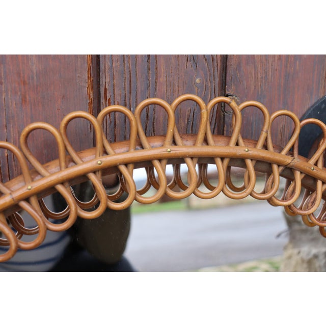 Italian Rattan Wall Mirror by Franco Albini, 1960 For Sale - Image 6 of 8