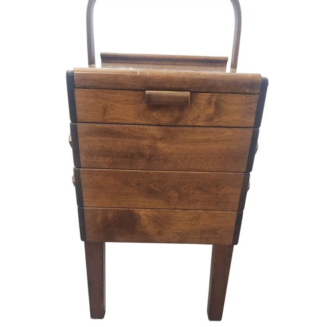 Brown Mid 20th Century Strommen Bruk Hamar Norway Mid-Century Modern Wooden Sewing Cabinet For Sale - Image 8 of 12