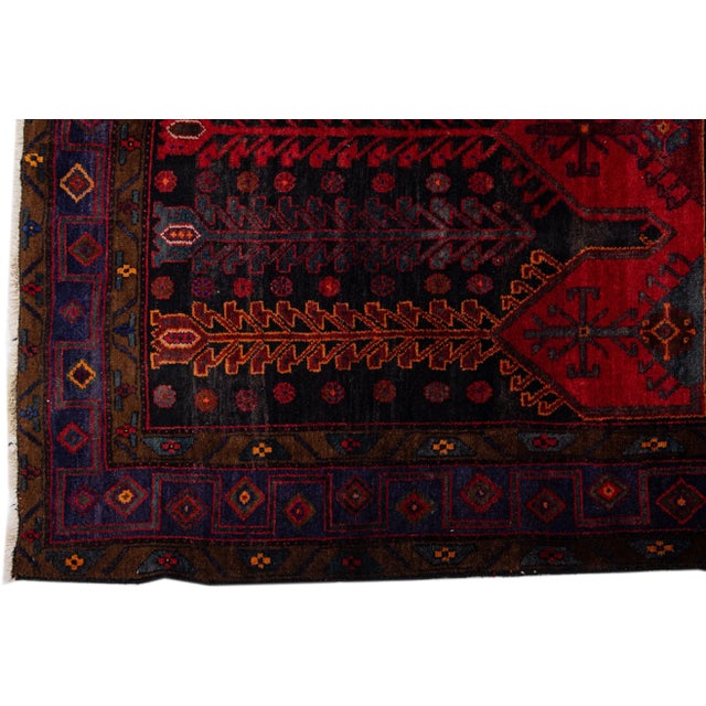 1960s Vintage Bidjar Hand-Knotted Wool Rug With a Red Color Fiel For Sale - Image 4 of 7