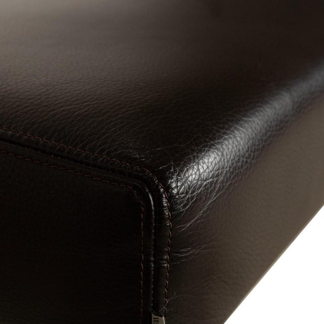 Modern Living Platform Leather Stool in Dark Brown from Walter Knoll For Sale - Image 3 of 8