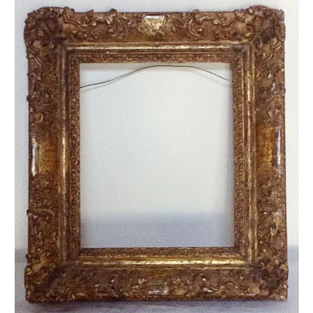 Fine small carved wood frame with interior measurements of 8 7/8 by 7 1/4." This may accommodate a small painting because...