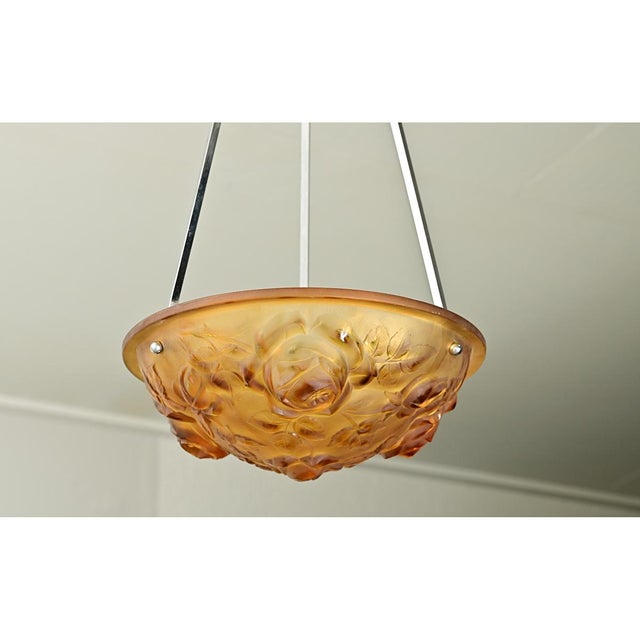 French Art Deco Amber Glass Ceiling Fixture For Sale - Image 12 of 12
