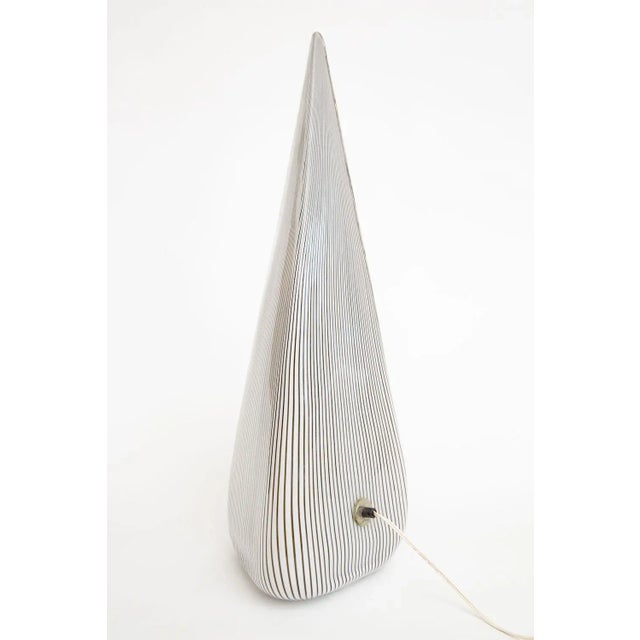 Mid-Century Modern Vintage Murano Seguso Vetri D' Arte Black and White Striped Glass Triangle Sculptural Lamp For Sale - Image 3 of 12