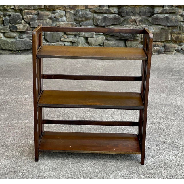 Vintage Traditional Mission Style Folding Etagere Bookshelf Stand