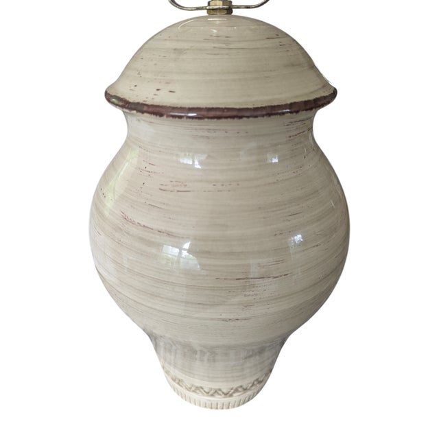 Mid Century Modern Glazed Ceramic Pottery Table Lamp For Sale In Charlotte - Image 6 of 14