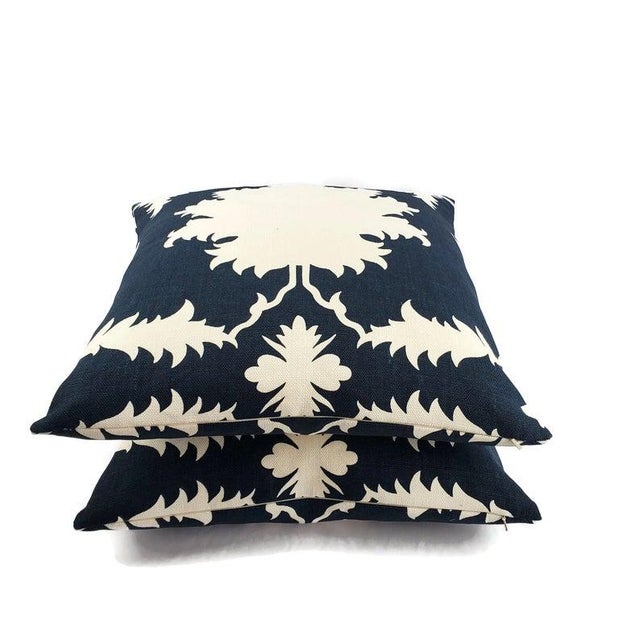 Textile Persian F. Schumacher Garden of Persia in Bleu Marine Pillow Cover - 20" X 20" For Sale - Image 7 of 9