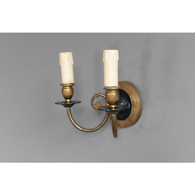 1930s Vintage Decorative Wall Lights in Brass, 1930s, Set of 2 For Sale - Image 5 of 9