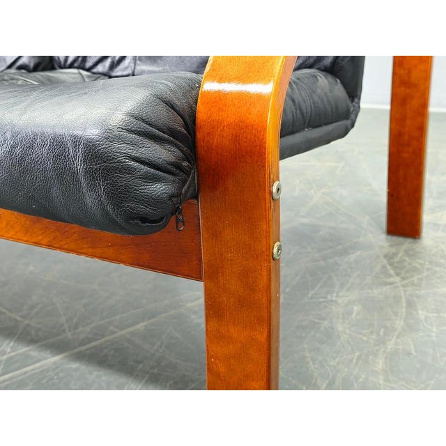Black Scandinavian Leather Sofa in the style of Alvar Aalto, 1970s For Sale - Image 8 of 14