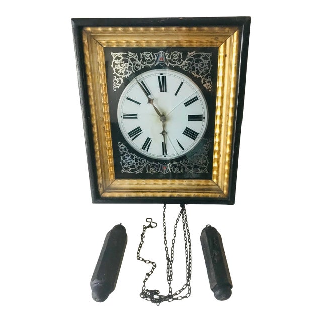 Antique Biedermeier Wall Clock Wood 1820 For Sale