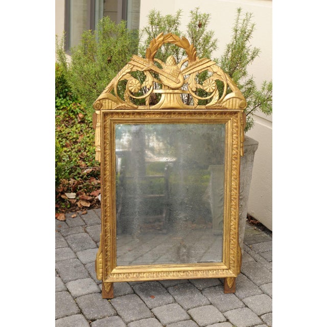 French Louis XVI Late 18th Century Giltwood Mirror with Liberal Arts Motifs For Sale - Image 4 of 11