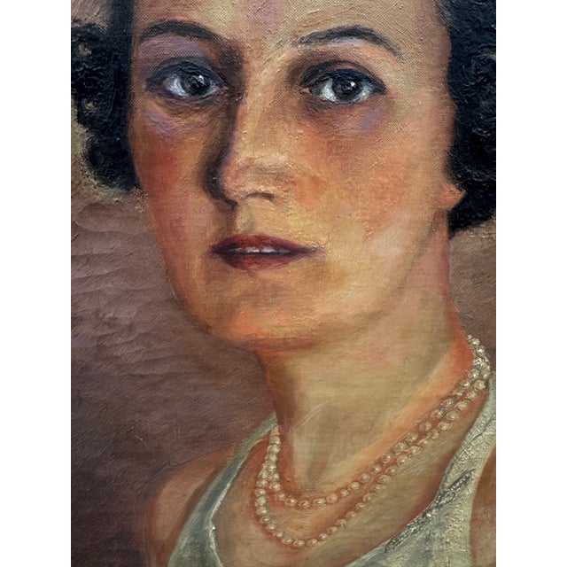 1938 European Society Portrait, Paris, Signed Baron Th. Meyendorff – Original Oil on Canvas For Sale In Houston - Image 6 of 7