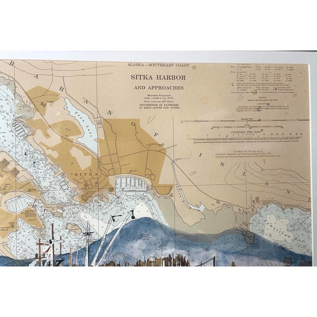 Sitka Harbor by Kay McCarty Framed Alaska Watercolor Print on Chart For Sale - Image 4 of 11