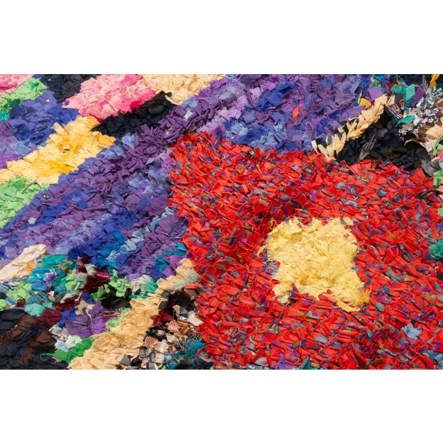 Vintage Mid-Century Moroccan Geometric Red and Purple Fabric Rug For Sale - Image 4 of 5