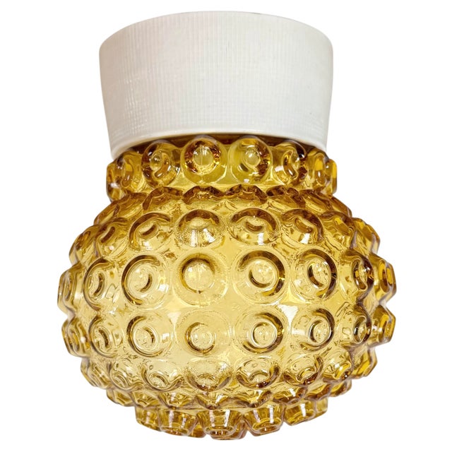 Vintage White Porcelain and Glass Ceiling Light, 1970s For Sale - Image 14 of 14