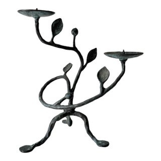 Sculptural Iron Vine Candlestick Holder For Sale