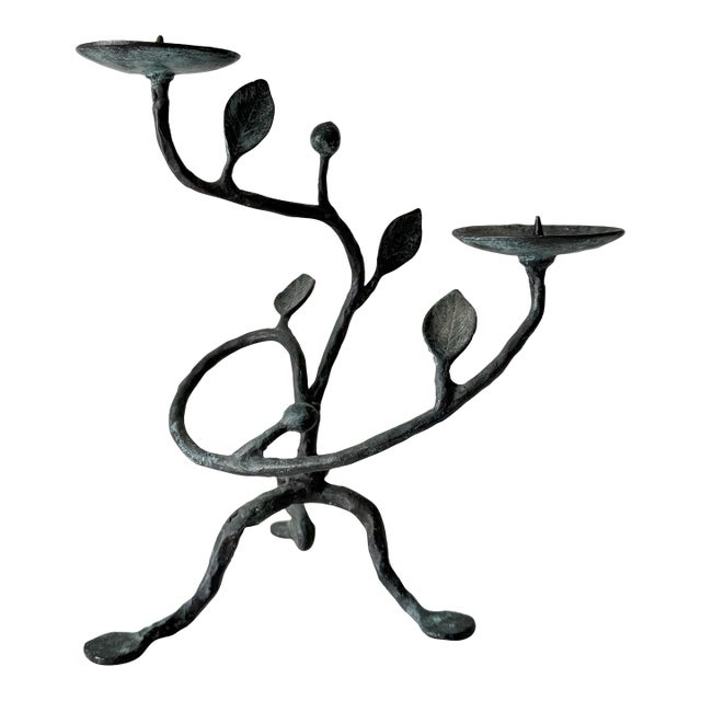 Sculptural Iron Vine Candlestick Holder For Sale