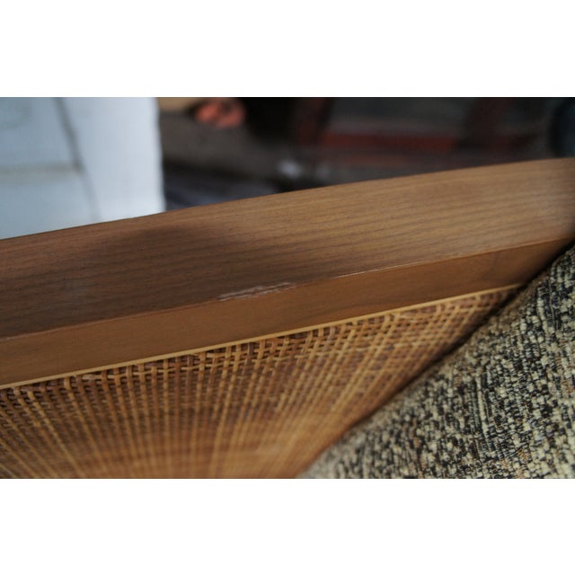 4 1980s Mid Century Modern Attributed to Antonio Citterio Flexform Mozart Walnut Rattan Arm Chairs For Sale - Image 15 of 16