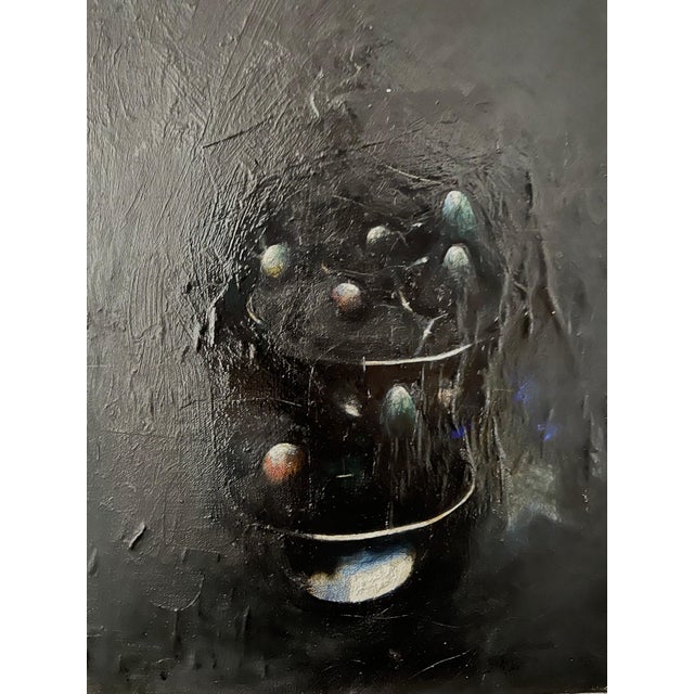 Kevin Larmon, Minimalist Black Oil Painting, Collage, Mixed Media on Canvas Kevin Larmon, 1985-1986 For Sale - Image 10 of 12