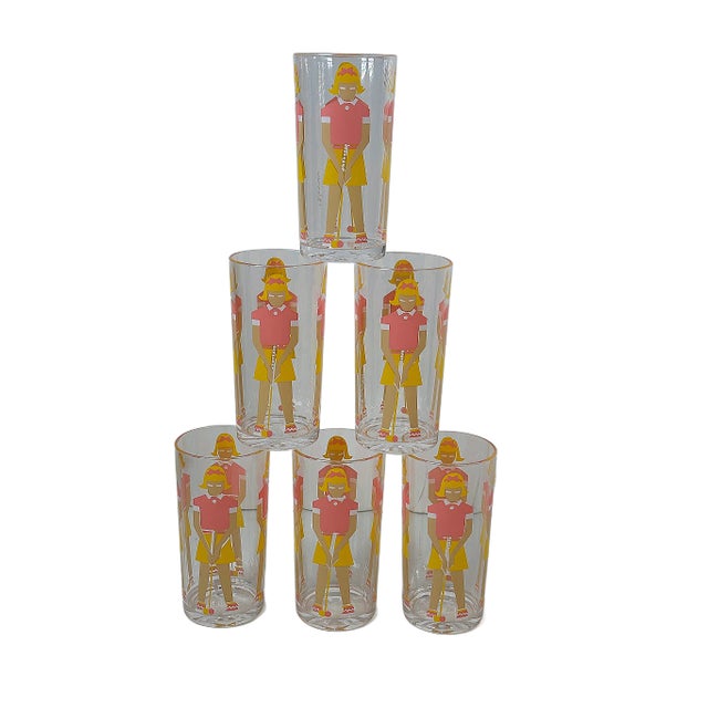 1980's Acrylic Highball Golf Glasses & Ice Bucket Set- 7 Pieces For Sale - Image 4 of 4