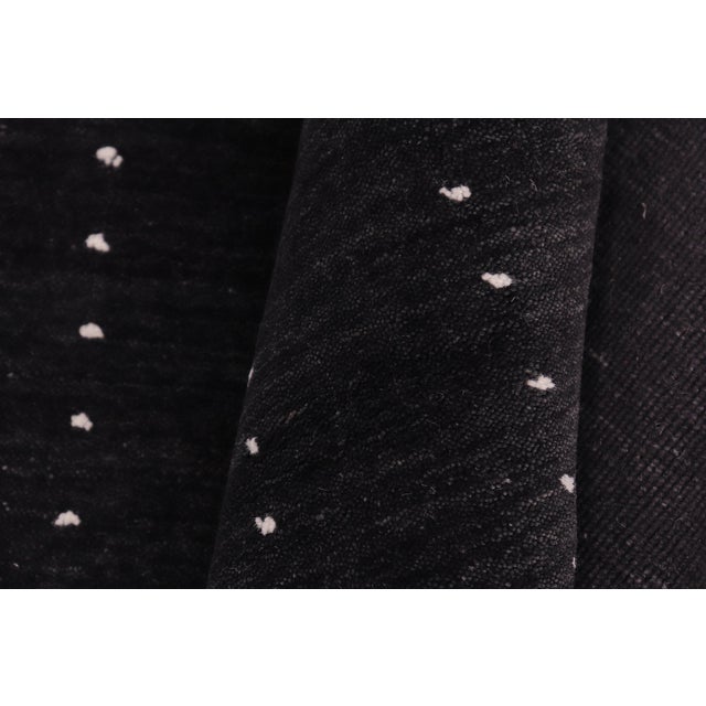 Textile Boho Chic Gabbeh Black Wool Runner Rug- 2'7''x11'10'' For Sale - Image 7 of 10