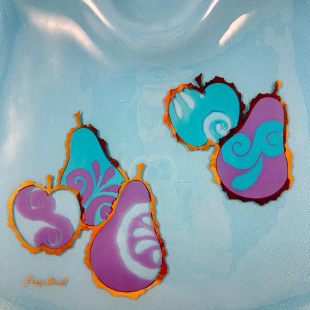 Blue Mid-Century Briard Peacock Blue Pageant Glass Serving Tray, 1964 For Sale - Image 8 of 10
