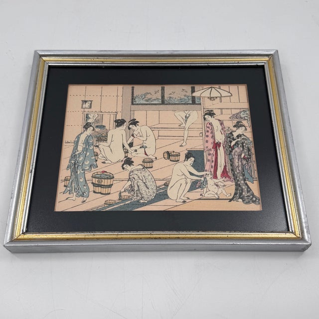 Vintage Japanese Woodblock Print After Torii Kiyonaga Bathhouse Women For Sale In Tampa - Image 6 of 10