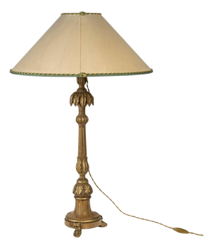 Napoleon III Carved Wooden Candlestick Lamp, 19th Century