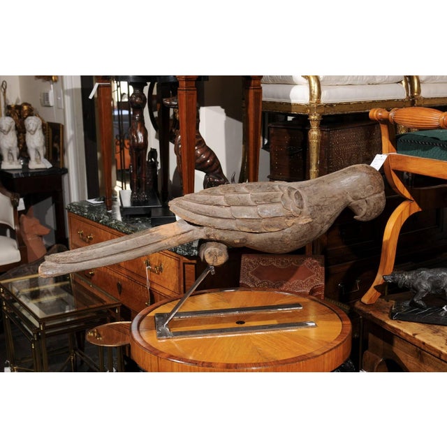 Pair of Italian Carved Wooden Parrots circa 1880, Mounted on Modern Steel Bases For Sale - Image 11 of 11