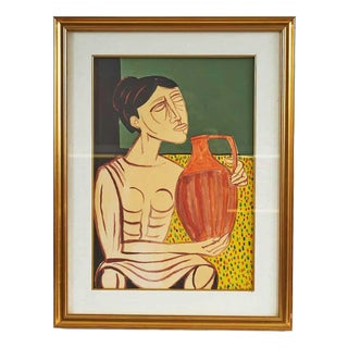After Migneco, Portrait Composition, 2000s, Watercolor on Canvas For Sale