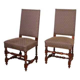 Set of Louis XIII Walnut Dining Chairs For Sale