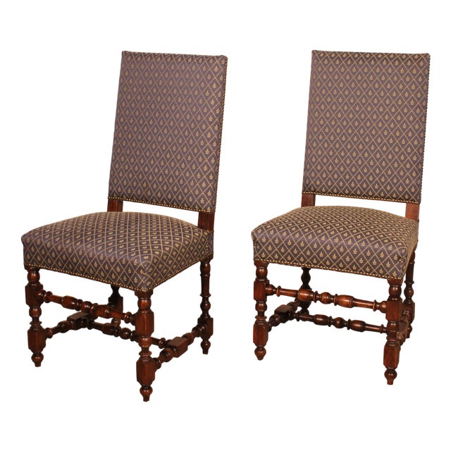 Set of Louis XIII Walnut Dining Chairs For Sale