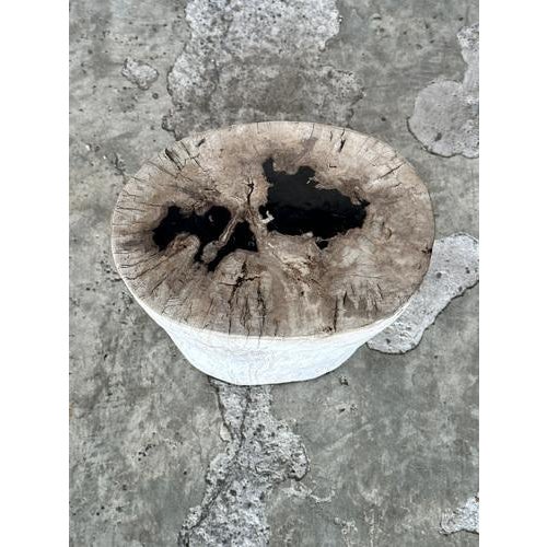 Side Table in White Petrified Wood with Black Spots For Sale - Image 17 of 18