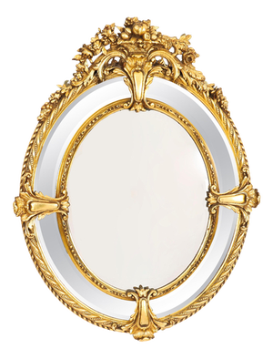 Antique Victorian Giltwood Oval Cushion Mirror, 1800s